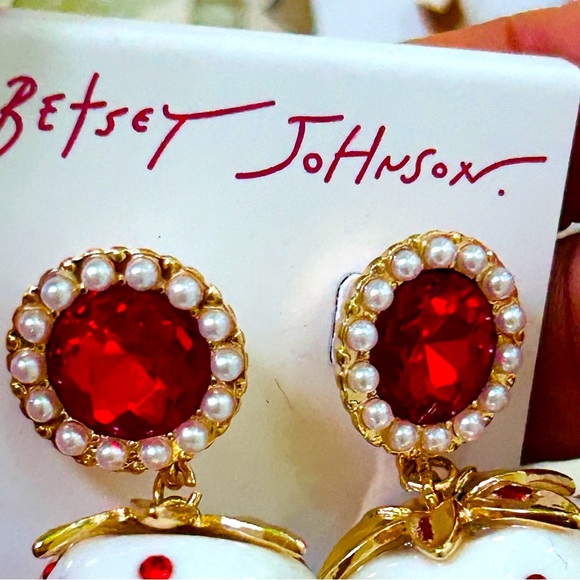 Betsey Johnson Red and White Strawberry Earrings - Picture 2 of 5